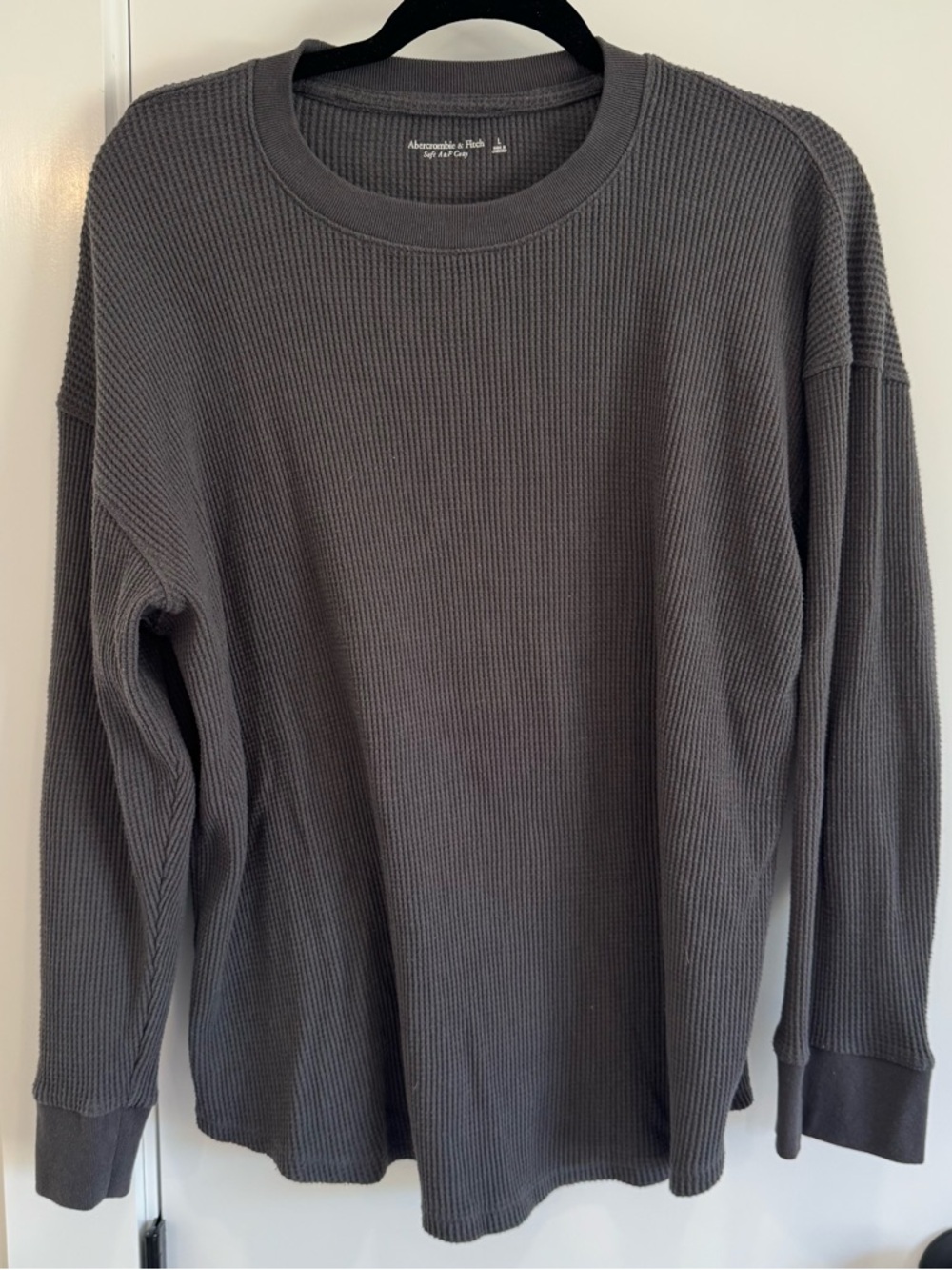Abercrombie & Fitch Charcoal Waffle Long Sleeve Tee